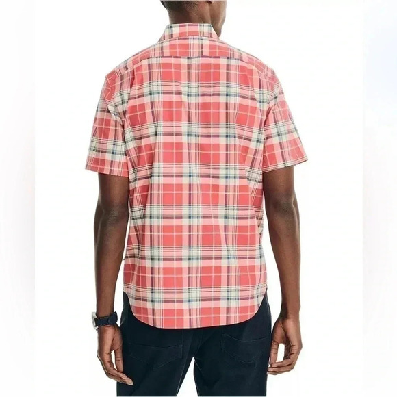 Nautica navy and white gingham button down shirt sz M - Picture 8 of 9